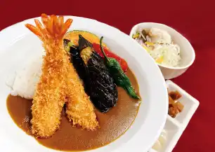 夏野菜エビフライカレー